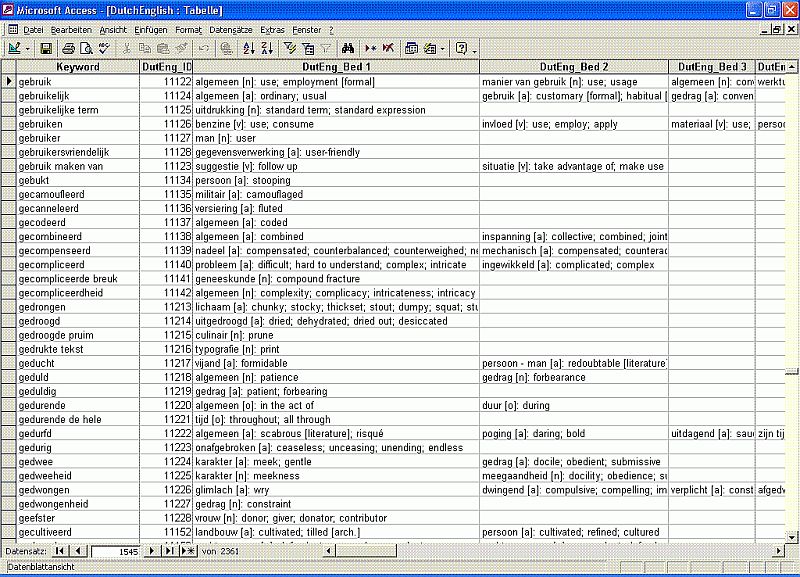 Database Dictionaries Dutch 1.5 screenshot