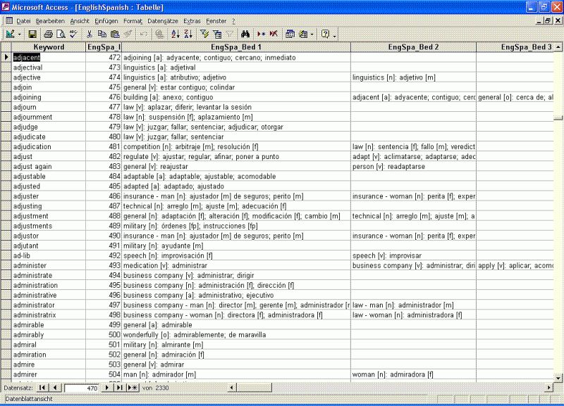 Click to view Database Dictionaries English 1.8 screenshot