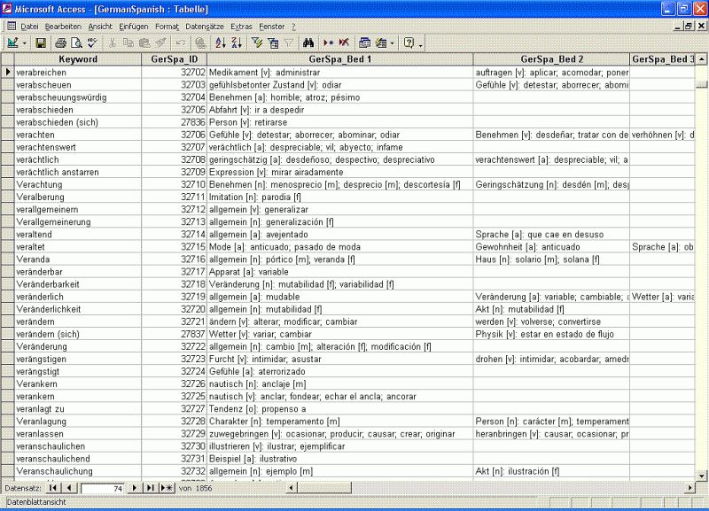Database Dictionaries German screenshot